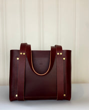 Load image into Gallery viewer, Large Tote in Burgundy Vegetable Tanned Leather
