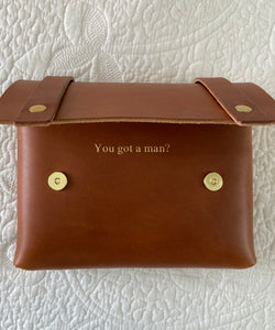 Mini Clutch in Cognac Vegetable Tanned Leather