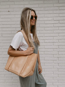 Large Tote in Natural Vegetable Tanned Leather