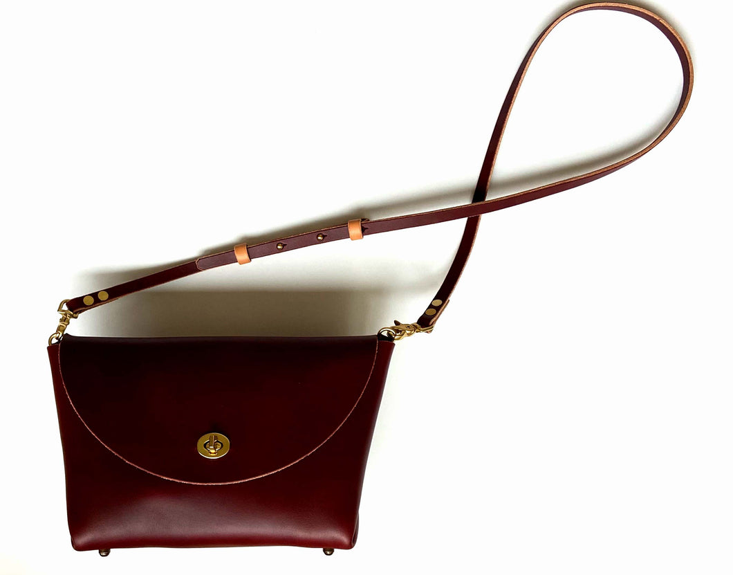 Small Flap Bag in Burgundy Vegetable Tanned Leather