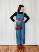 Load image into Gallery viewer, Mini Clutch in Burgundy Vegetable Tanned Leather with Cognac Straps
