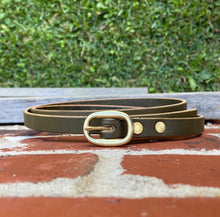 Load image into Gallery viewer, 5/8&quot; Leather Belt in Olive Vegetable Tanned Leather
