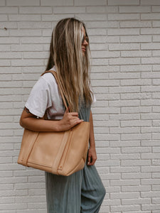 Large Tote in Natural Vegetable Tanned Leather