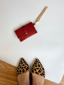 Card Wallet in Red Vegetable Tanned Leather