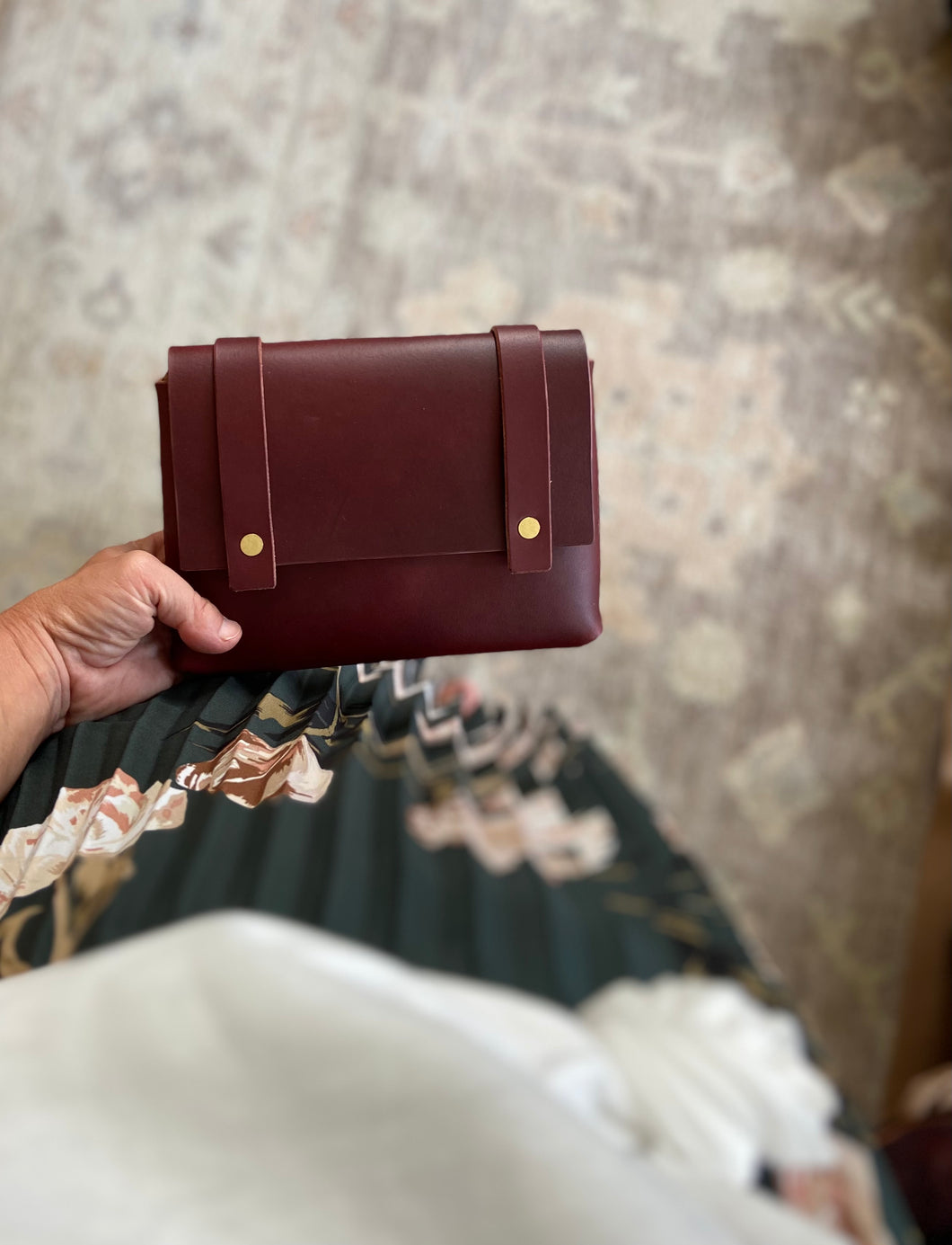 Mini Clutch in Burgundy Vegetable Tanned Leather