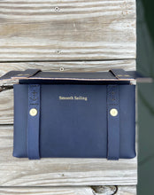 Load image into Gallery viewer, Medium Clutch in Navy Vegetable Tanned Leather
