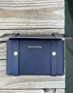 Medium Clutch in Navy Vegetable Tanned Leather