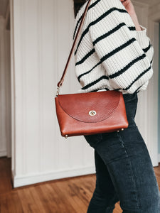 Petite Flap Bag Milled Chestnut Vegetable Tanned Leather