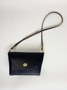 Small Flap Bag in Navy Vegetable Tanned Leather