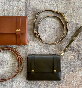 Mini Clutch in Army Vegetable Tanned Leather