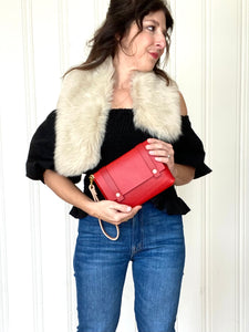 Mini Clutch in Red Vegetable Tanned Leather